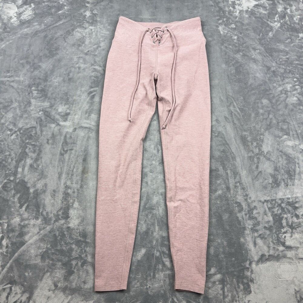 YEAR OF OURS Football Leggings Womens Size Small Pink Lace Up Stretch Athleisure